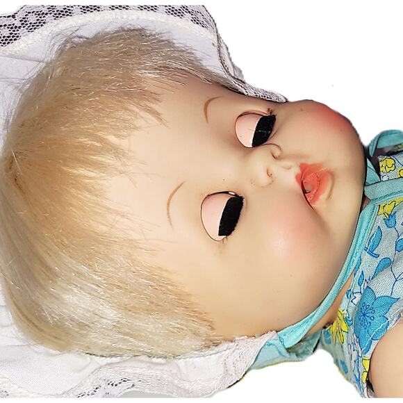 15" Vintage 1959 Cutest Cuddly Effanbee Blonde Hair- Blue Sleep Eyes Baby Doll - Picture 6 of 12
